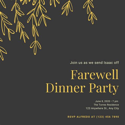 Farewell dinner invitation